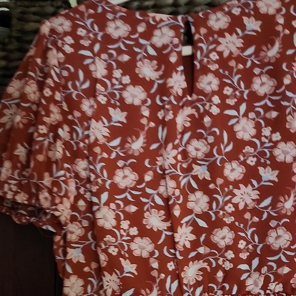 Burgundy Multi Puff Sleeve Mini Sundress - Picture 5 of 5